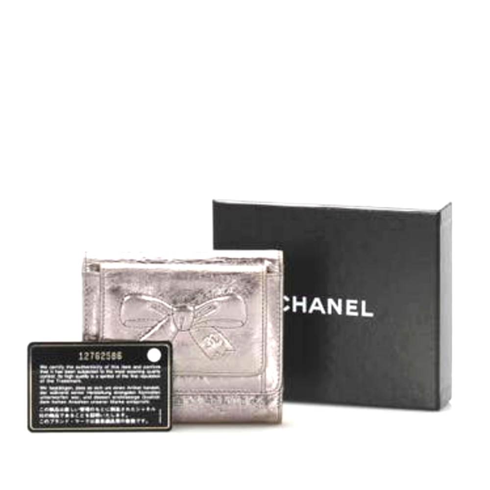 Chanel 2008-2009 Trifold Chanel Bow Ribbon Wallet CERTIFIED AUTHENTIC